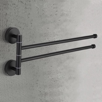 Towel Bar Double Swivel Towel Bar, 15 Inch, Matte Black Nameeks NCB94